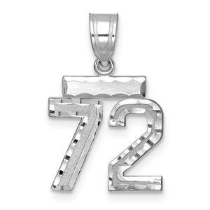 14k White Gold, Varsity Collection, Small D/C Pendant, Number 72